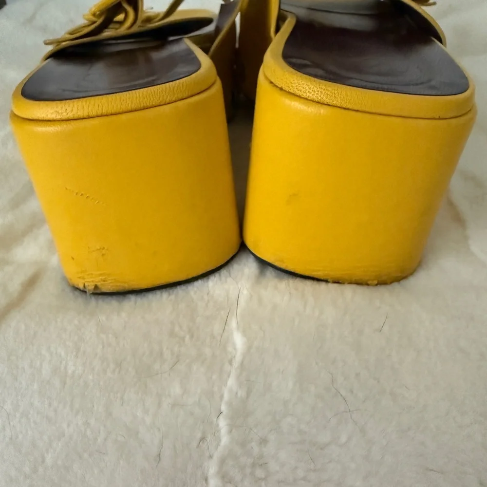 Staud Remi Platform Leather Buckle Sandals - Yellow 39 9 - Picture 7 of 10